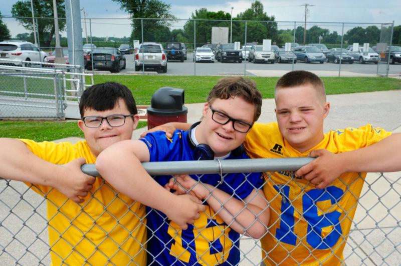 Fredman met these young men two years ago during the Gold practice in Milford. Shown are (l-r) Mathew Beck, Brendon Popp and Justin Haggerty. DAVE FREDERICK PHOTO